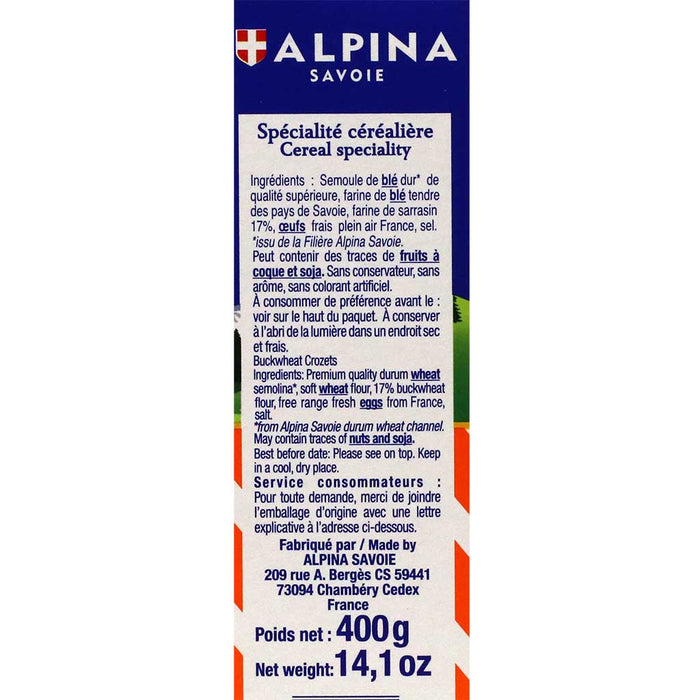 Alpina Savoie - Crozets Buckwheat Pasta, 14oz (400g) Box - myPanier